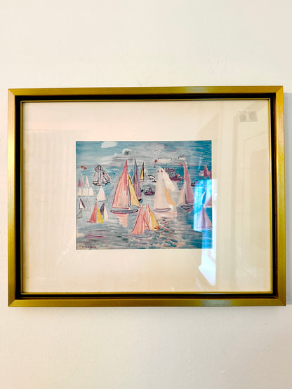 Vintage Raoul Dufy Regatta Fine Art Print – Nautical Sailboat Watercolor Wall Art