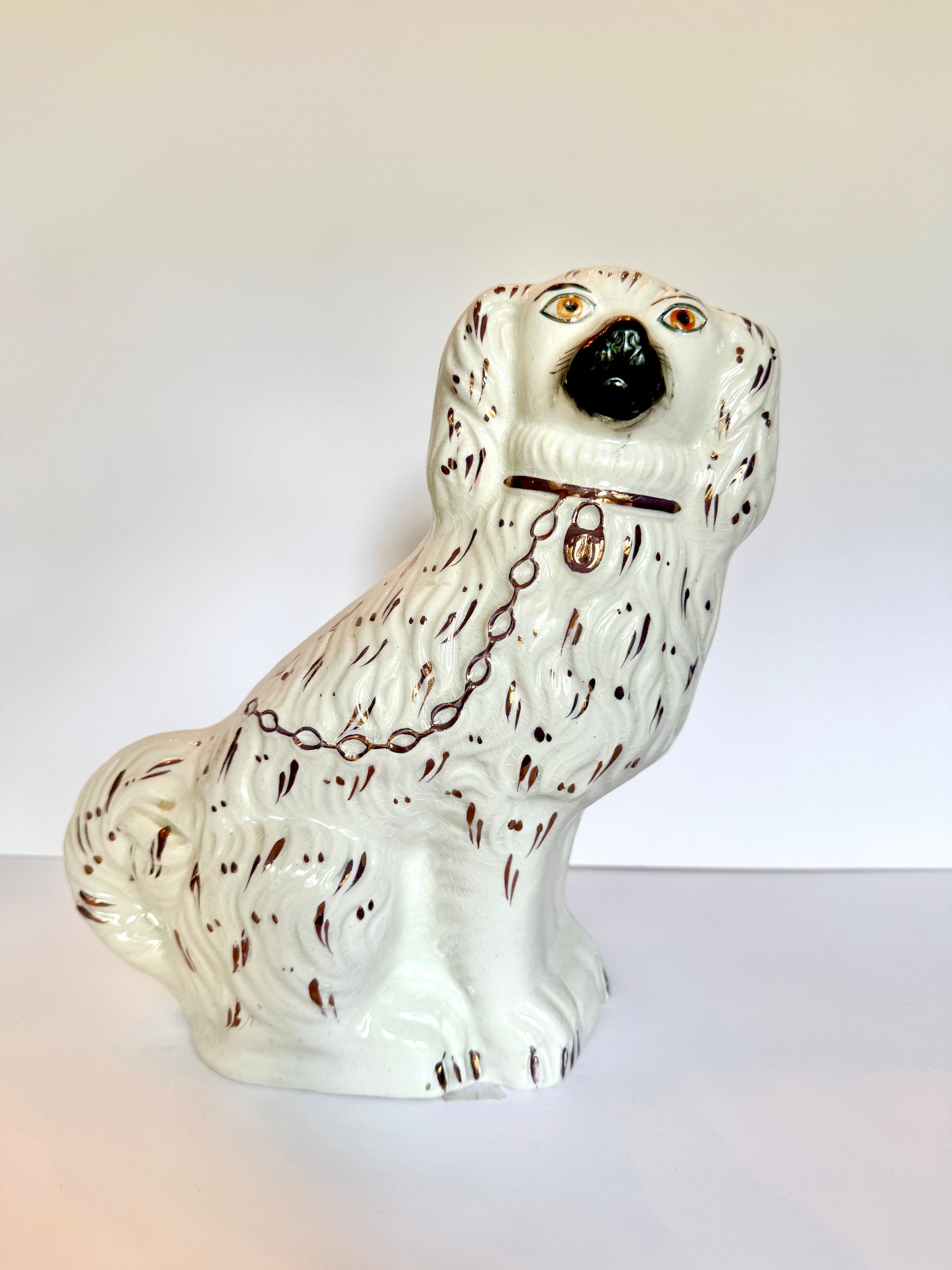 Antique Staffordshire Spaniel, "Old Staffordshire Ware," c. 1900–1920s