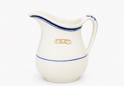Antique John Maddock &amp; Sons Vitrified Ironstone Pitcher, FLT Monogram Hotel Ware, England