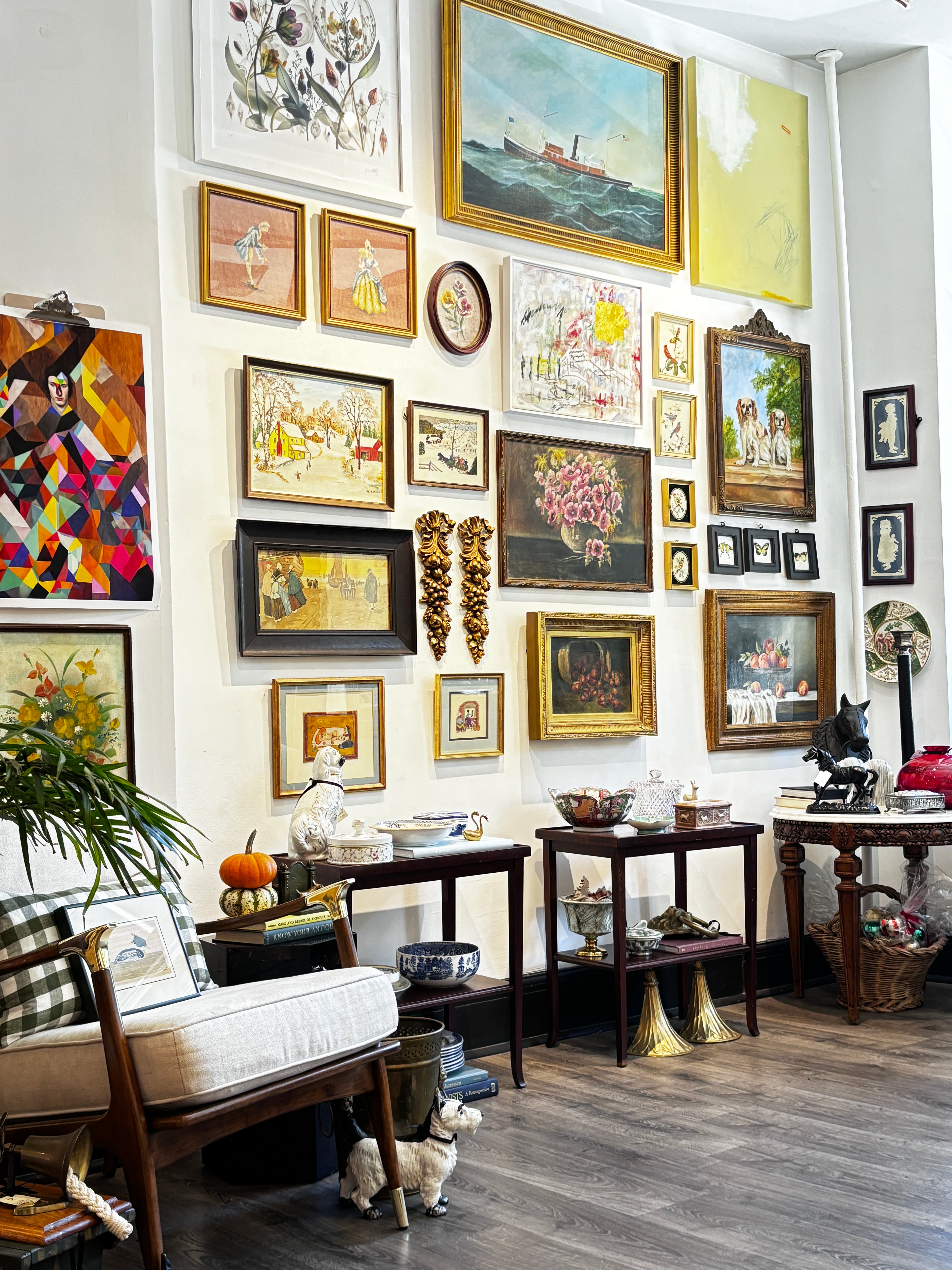 A gallery wall in the store