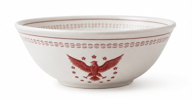 Vintage Eagle &amp; Stars Americana Bowl, Rust-Red on White