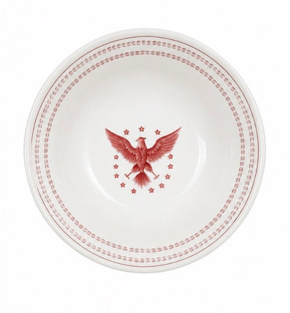 Vintage Eagle &amp; Stars Americana Bowl, Rust-Red on White