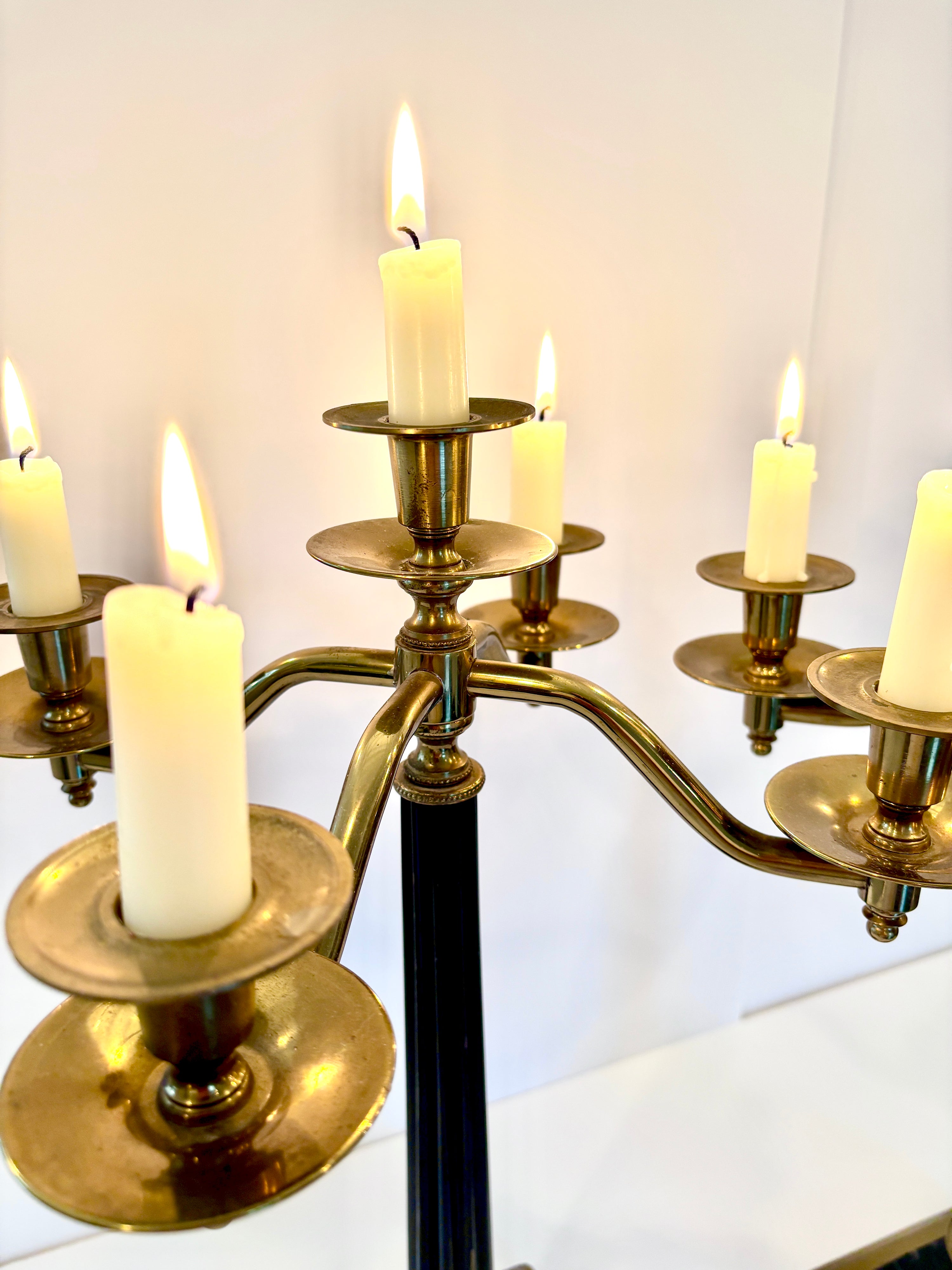 Vintage onyx and marble candelabra, single