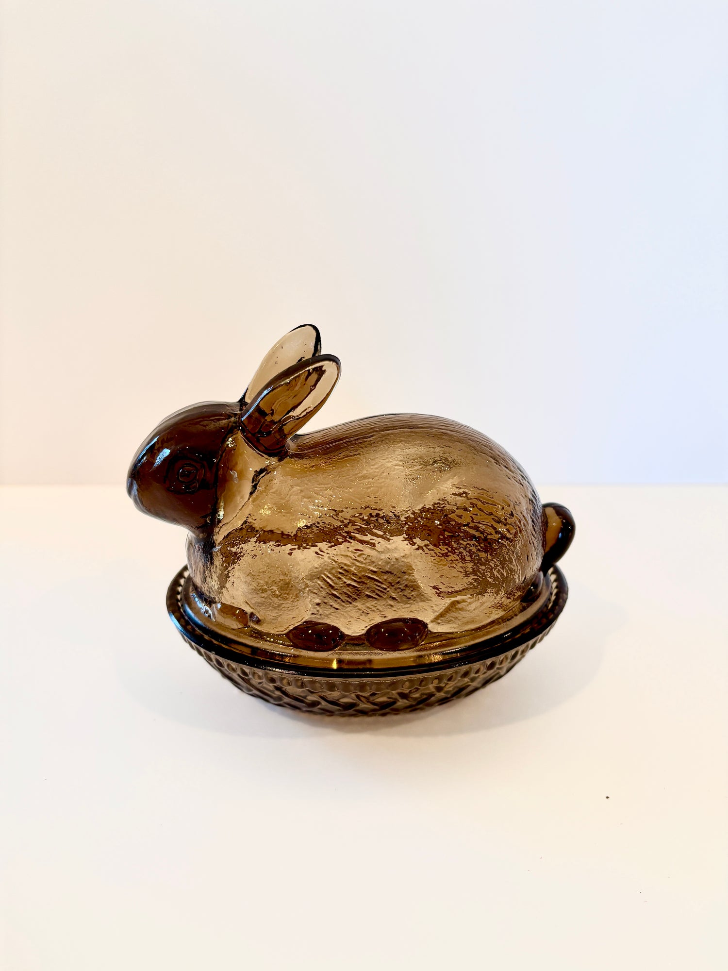 Rare Brown Bunny Imperial Glass Basket Dish