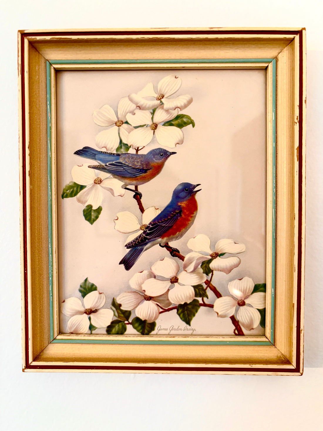 Vintage Blue Bird and Dogwood Print I.