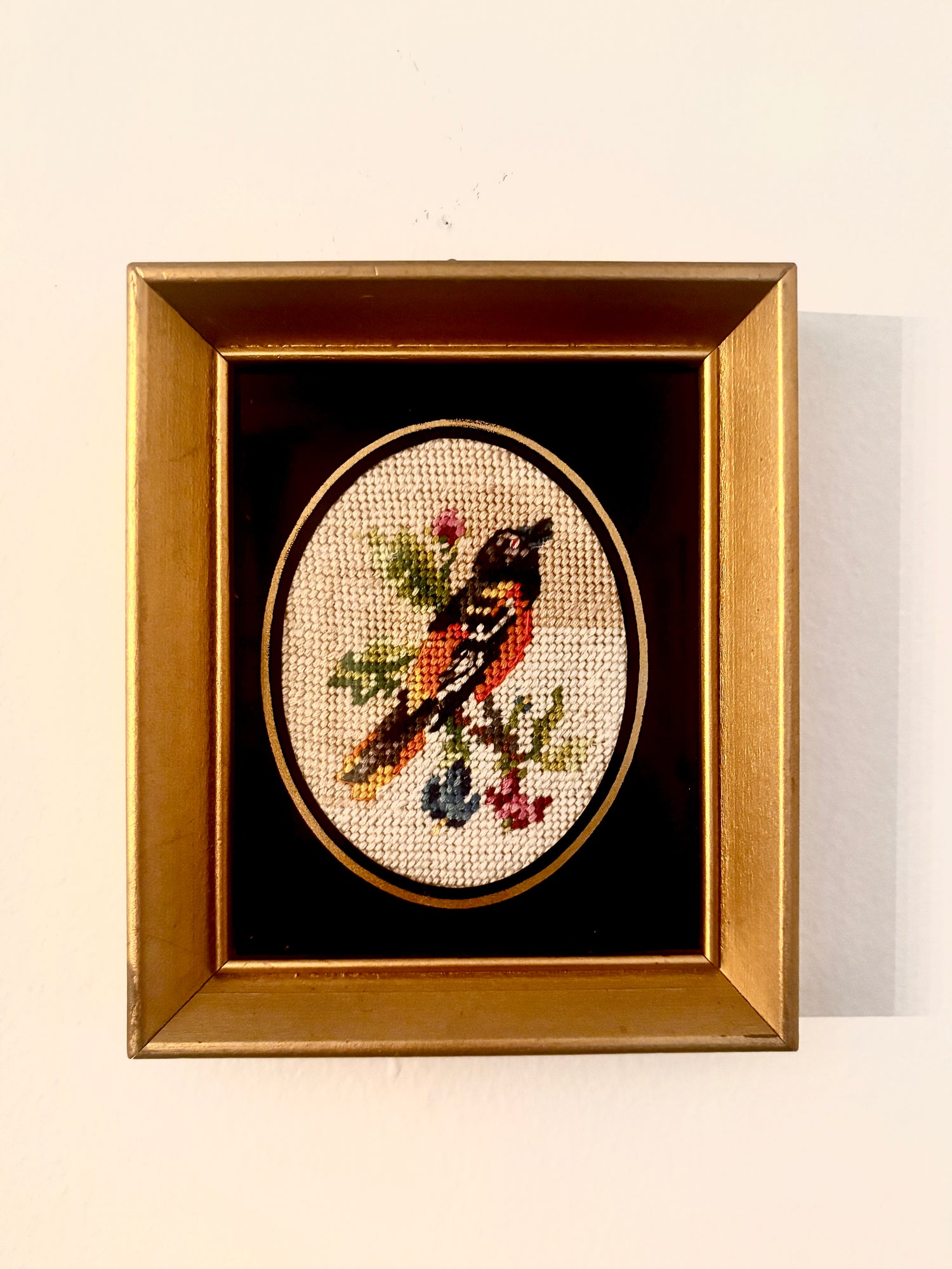 Vintage Needlepoint with Bird