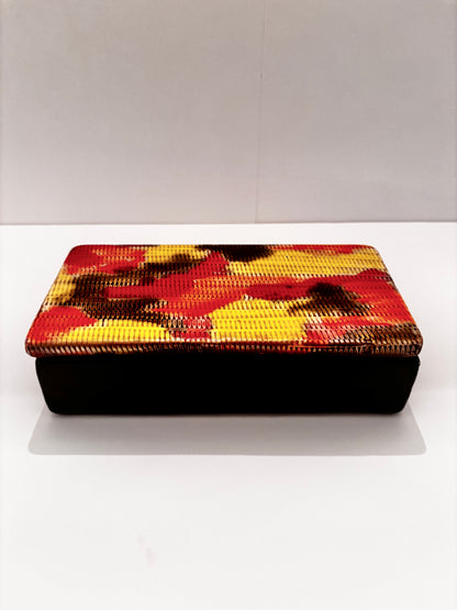 Vintage Ceramic Abstract Box. Brown/Orange, Italy.