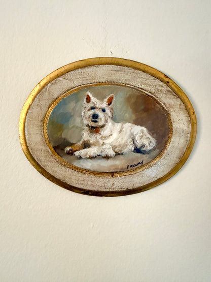 West Highland Terrier in an Oval Gilt Frame, Pat McCarthy