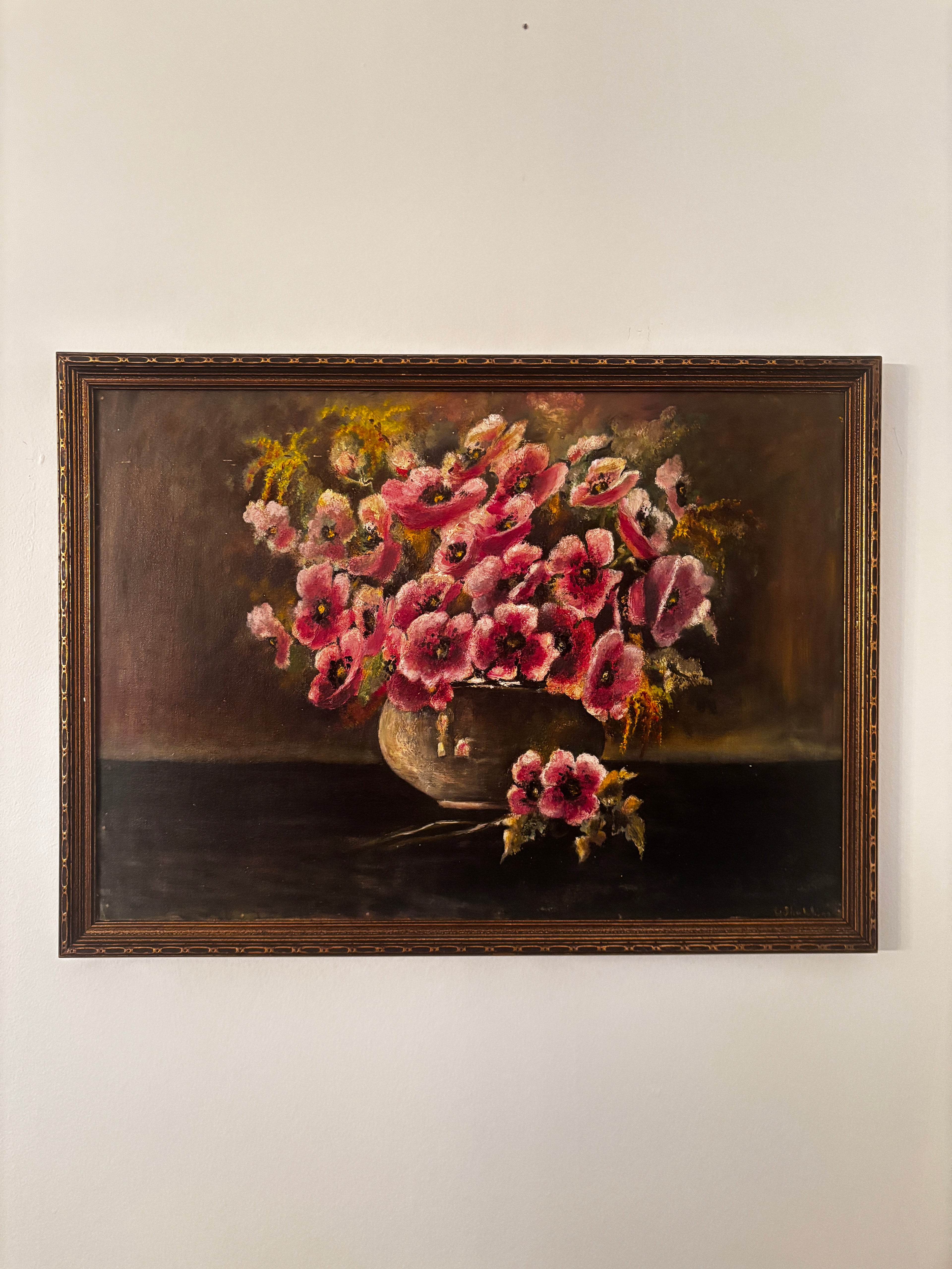 Bowl of Rose Color Flowers, L. Schull circa 1932