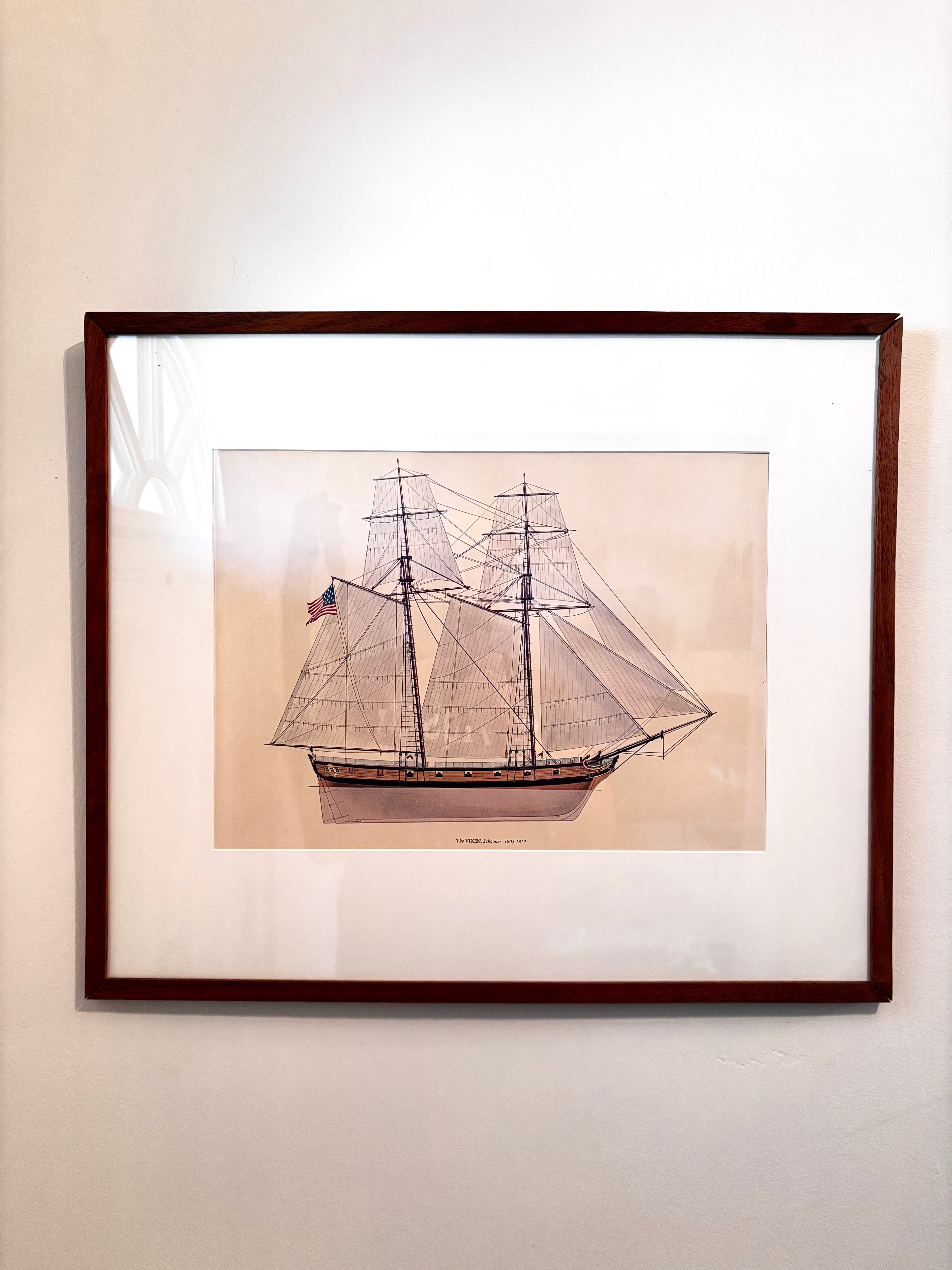 Schooner &quot;The Vixen&quot; Vintage Print