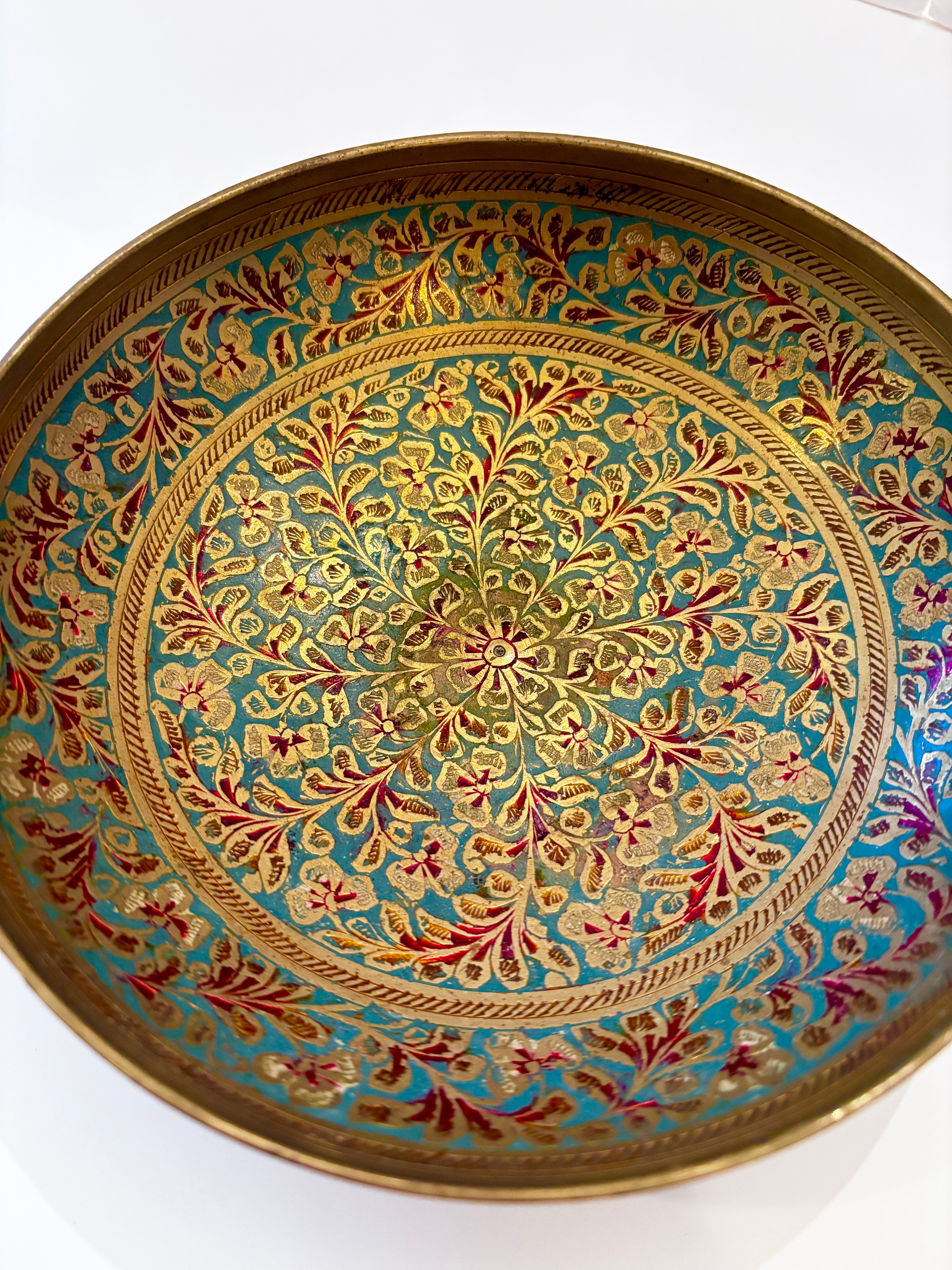 Vintage Brass Bowl. Floral. India