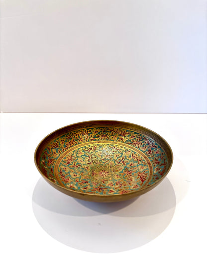 Vintage Brass Bowl. Floral. India