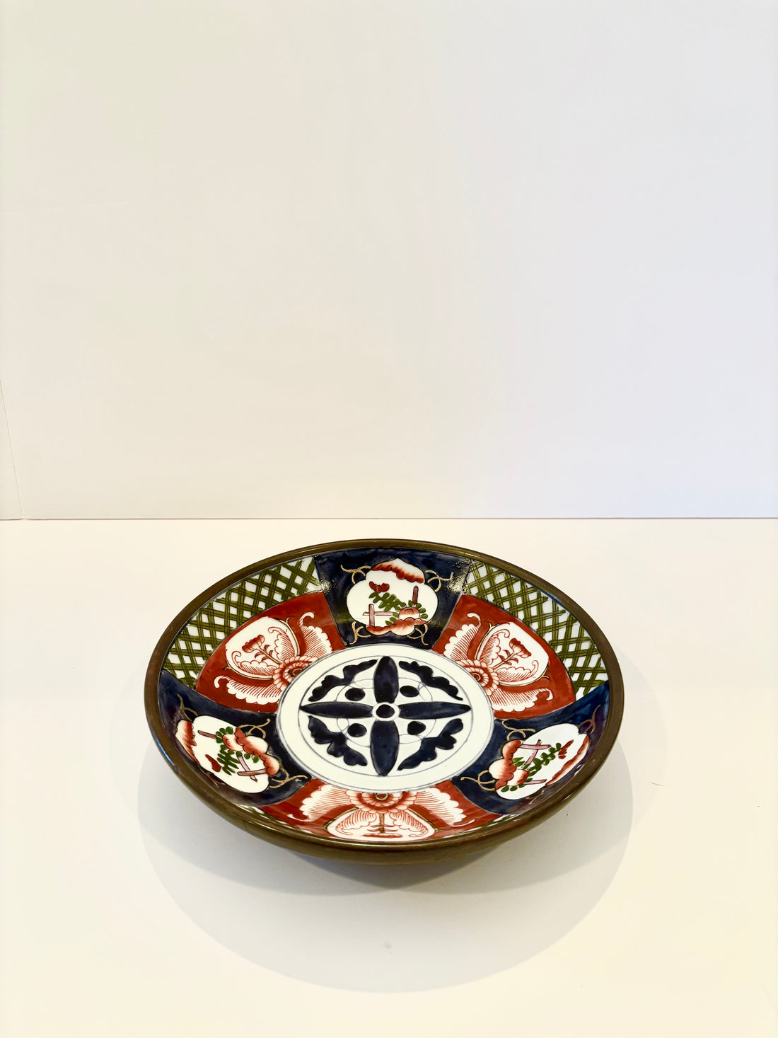 Vintage Hand Painted Porcelain/Brass Plate