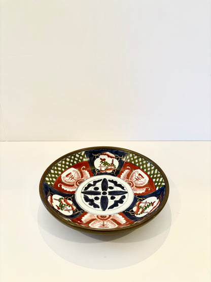 Vintage Hand Painted Porcelain/Brass Plate