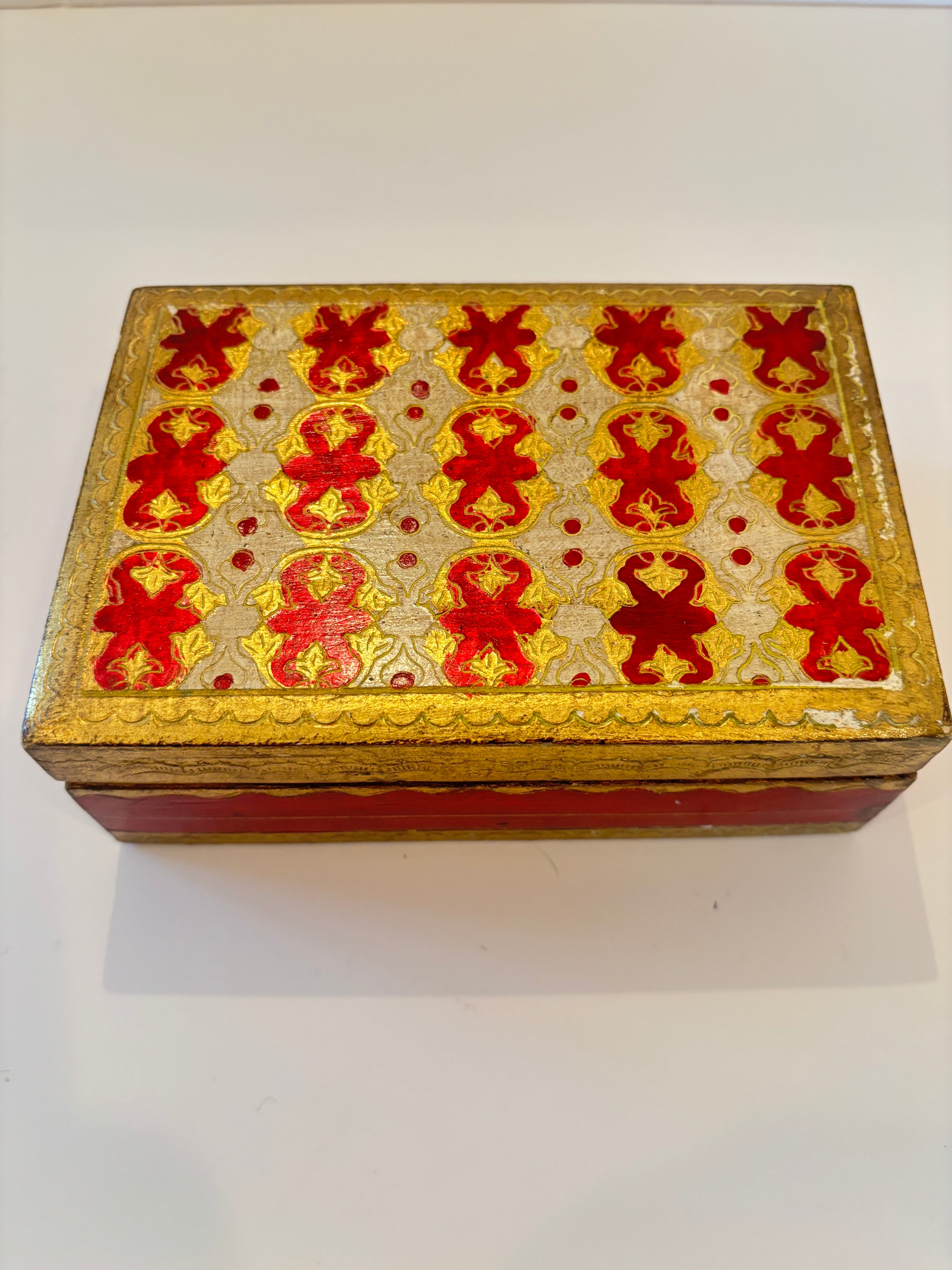 Florentine wooden box, open view