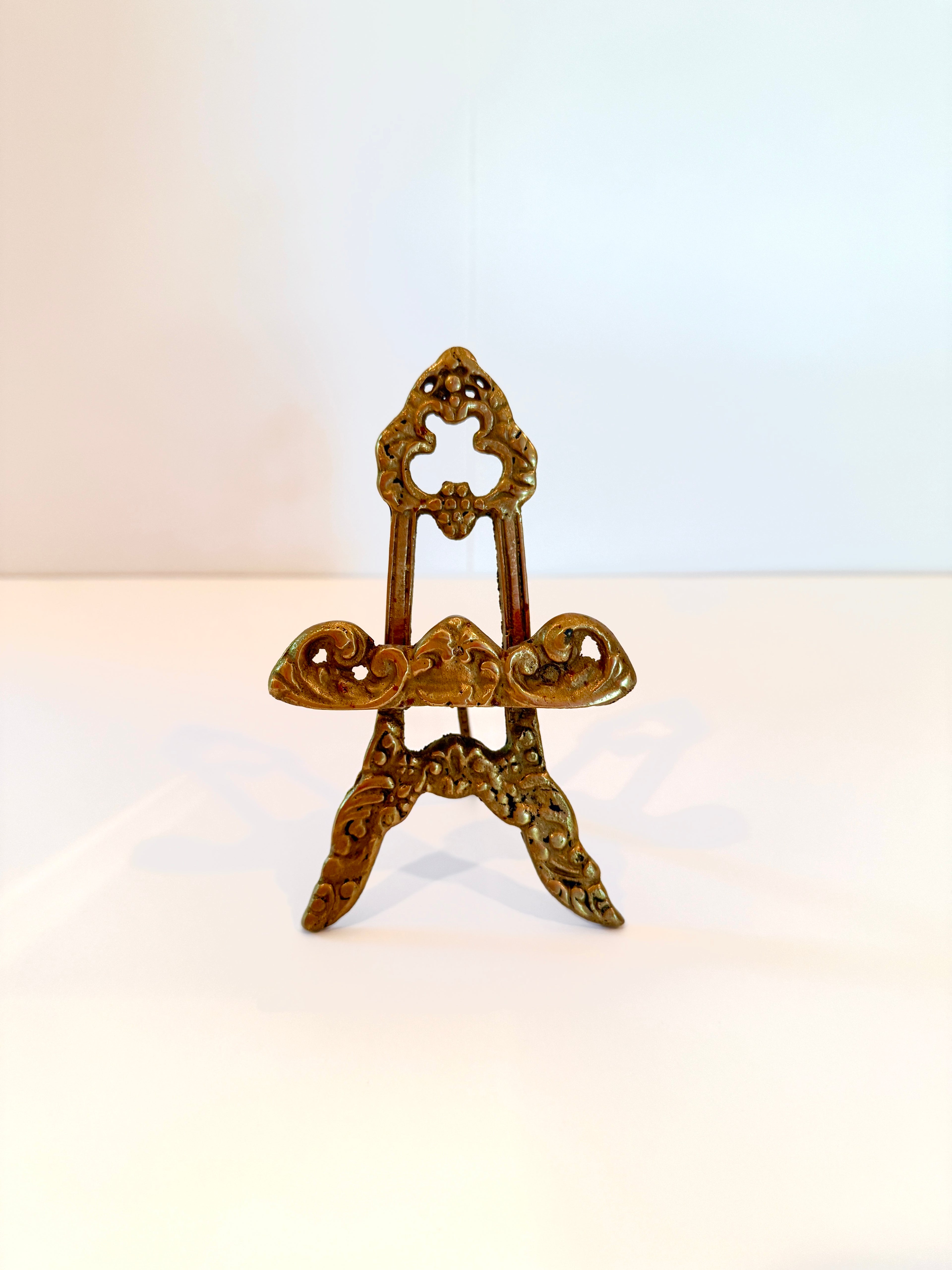 Vintage Brass Scrollwork Easel Stand