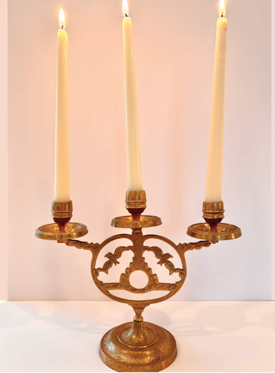 Vintage Brass Candelabra. Made in India