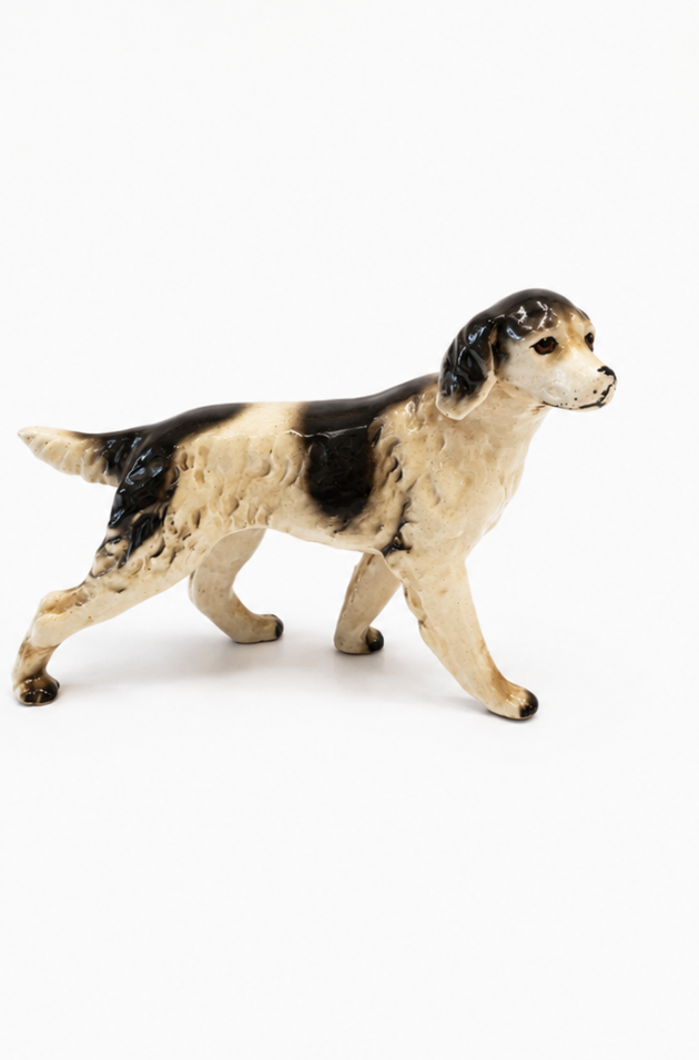 Figurine vintage en céramique représentant un épagneul