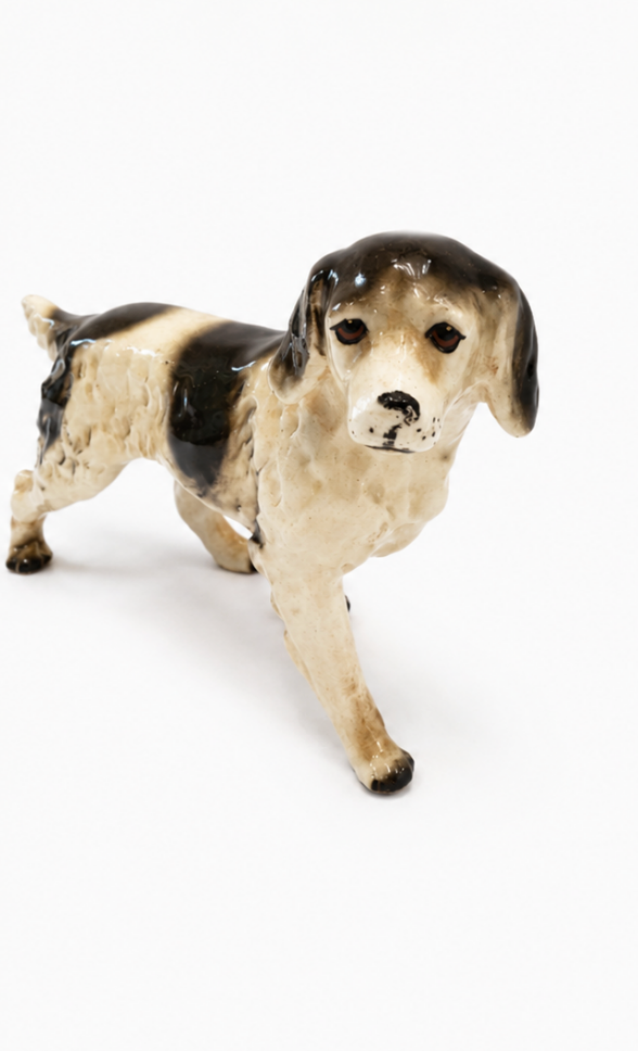 Figurine vintage en céramique représentant un épagneul