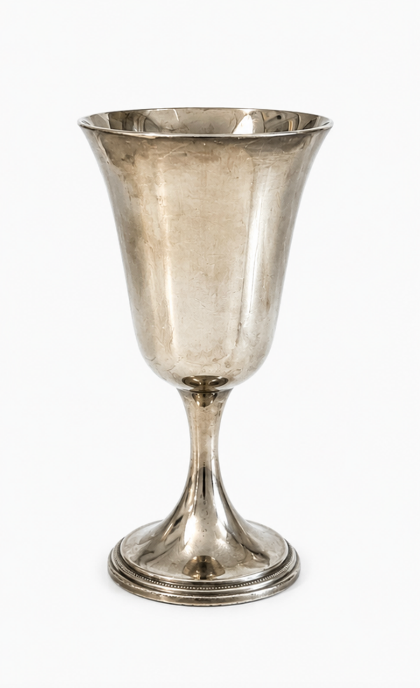 Vintage Gorham silverplate chalice with rich natural patina, YC433 hallmark.