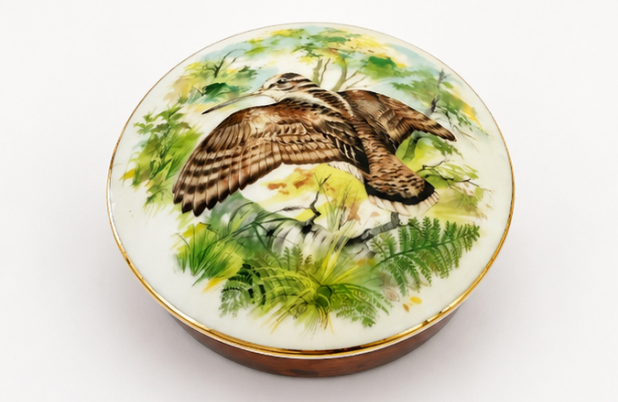 Limoges Woodcock Porcelain Box, Aratoria, France