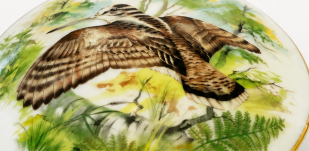 Limoges Woodcock Porcelain Box, Aratoria, France