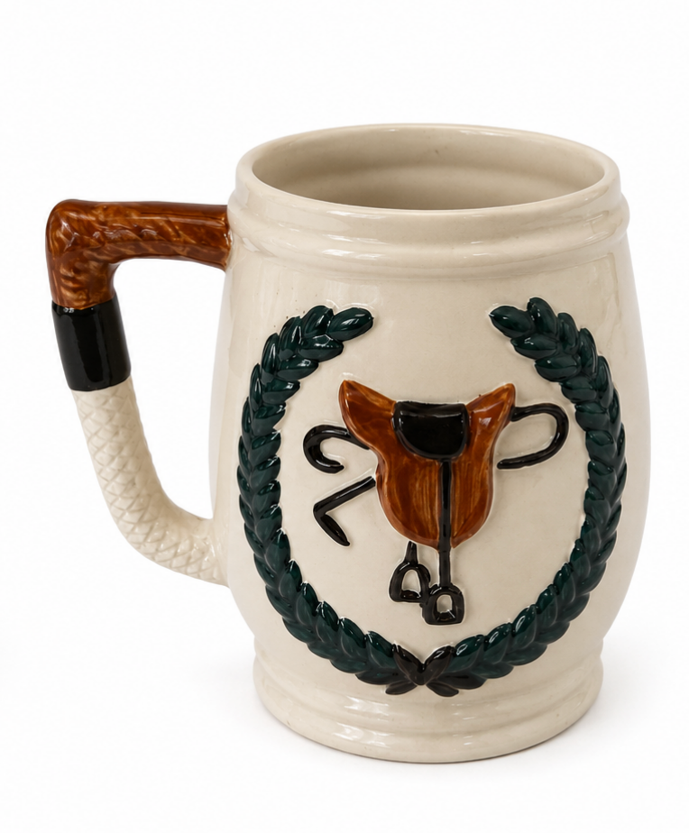 Vintage Hunt Scene Mug with Riding-Crop Handle
