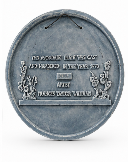 Blue Avondale Incolay Plate, Numbered. 1978