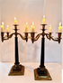 Vintage Candelabras Black Onyx/Marble Base. Set of 2