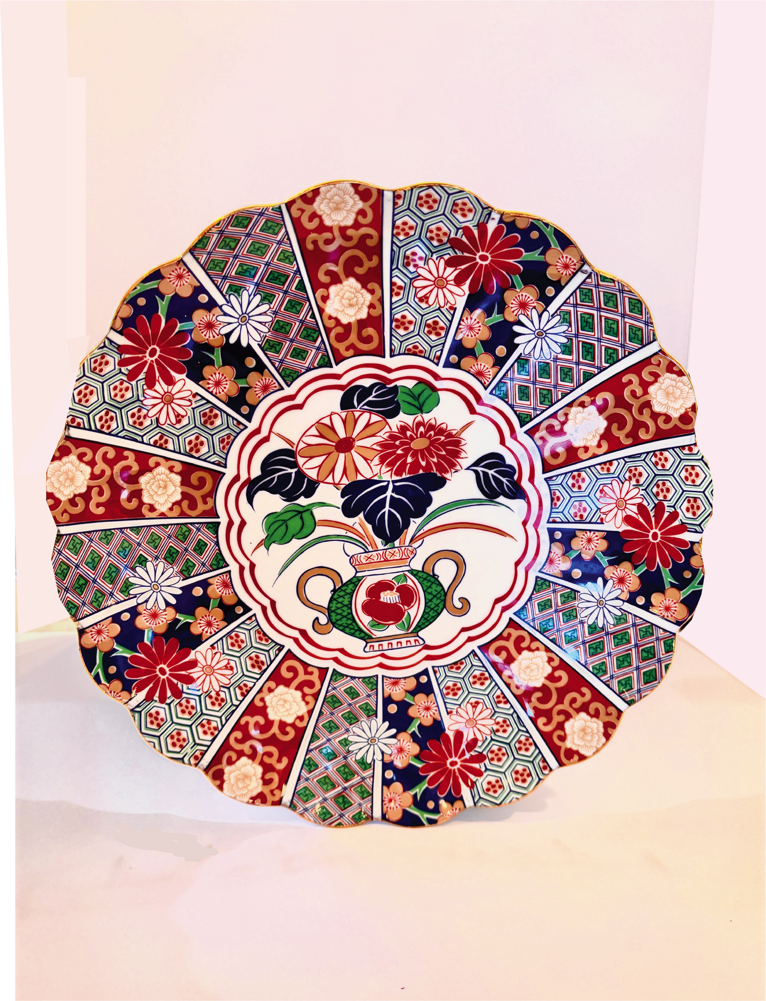 Vintage Imari Fan Porcelain Plate