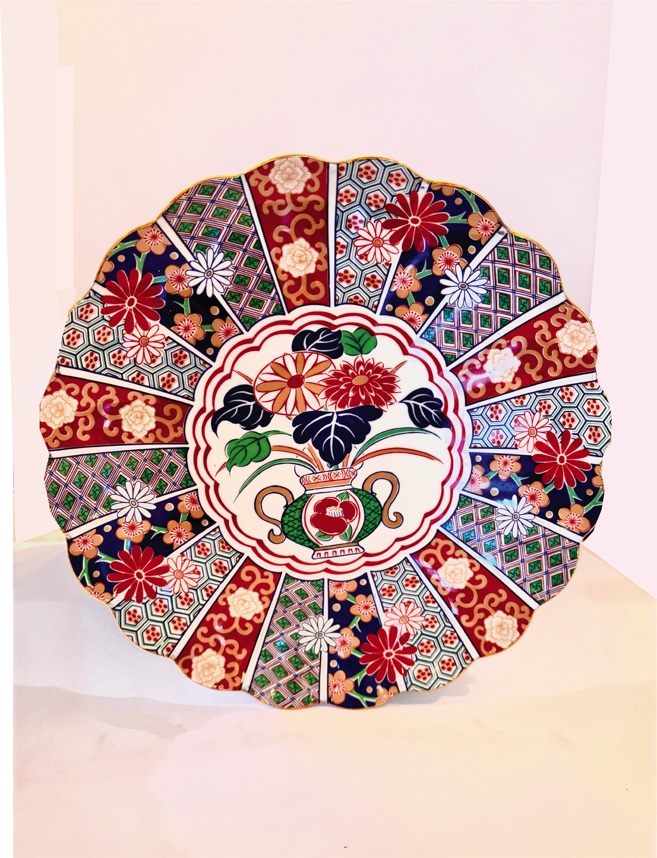 Vintage Imari Fan Porcelain Plate