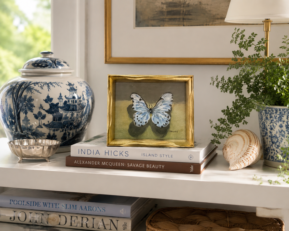 Vintage Blue Butterfly Watercolor, Pat McCarthy