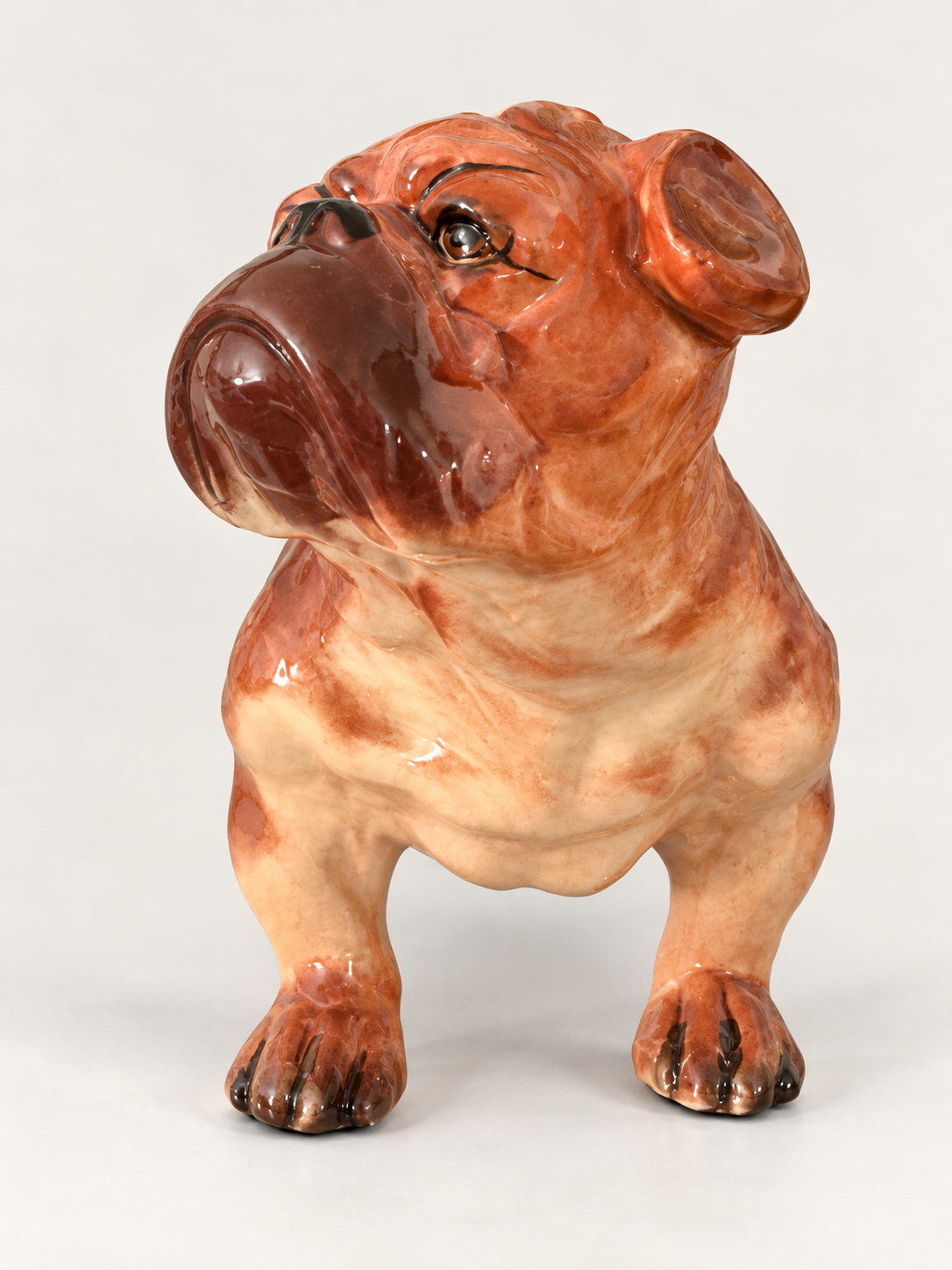 Vintage Glazed Ceramic Bulldog Figurine