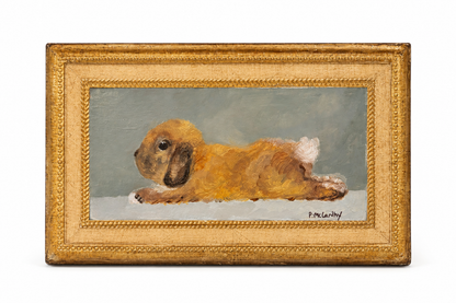 Pat McCarthy Lop-Eared Rabbit, Original Oil on Florentine Board