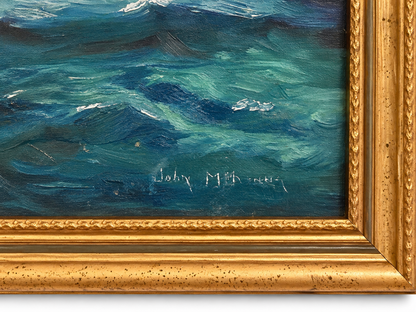 Clipper ship painting, waves detail