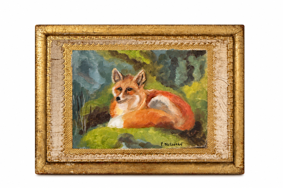 Pat McCarthy Red Fox, Original Oil on Florentine Board