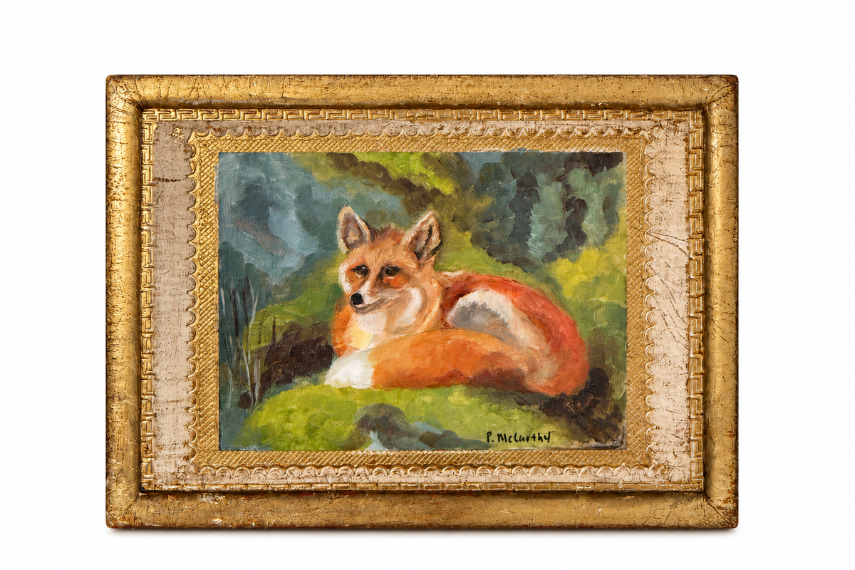 Pat McCarthy Red Fox, Original Oil on Florentine Board