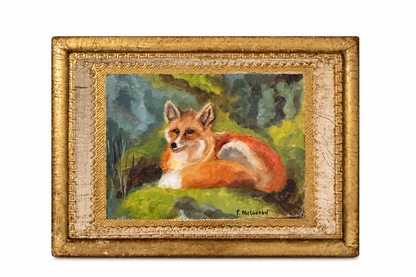 Pat McCarthy Red Fox, Original Oil on Florentine Board