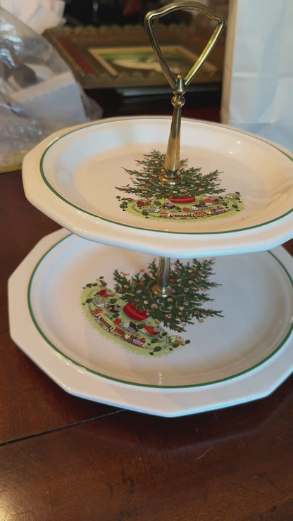 Video of the vintage Christmas two-tier serving stand