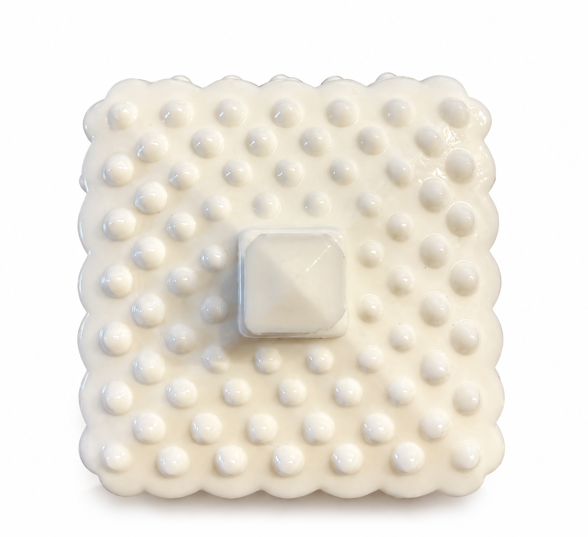 Vintage White Milk Glass Hobnail Lidded Trinket Box