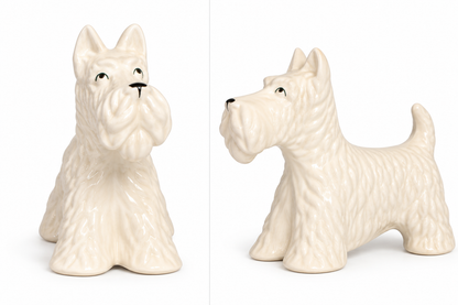 Vintage Ivory Ceramic Scottie Dog Figurine
