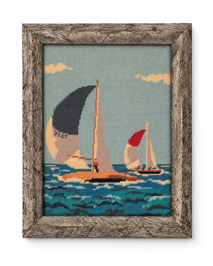 Sailboat needlepoint, stitch detail
