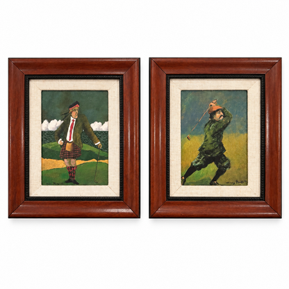 The Golfers, Vintage Framed Pair